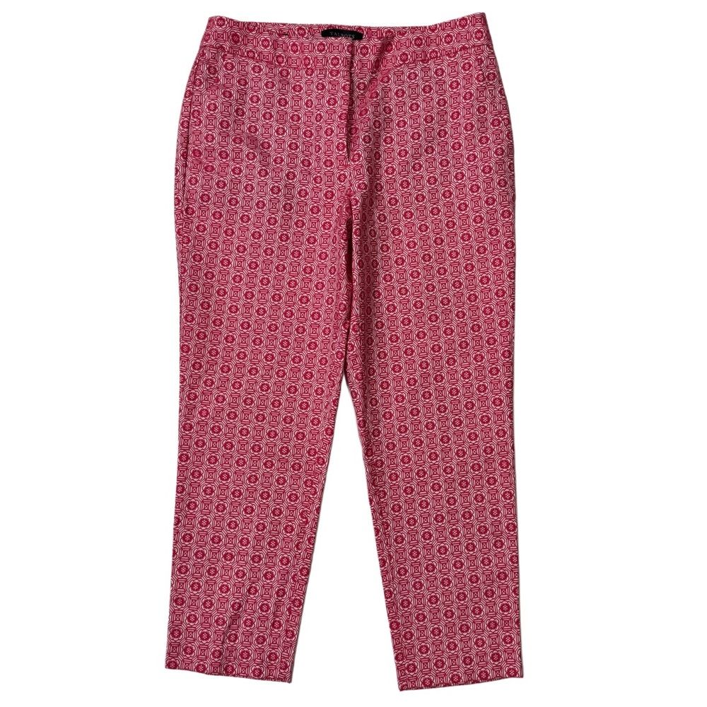 {Talbots} "Heritage" Petite Pink White Silver Tapered Straight Leg Dress Pants